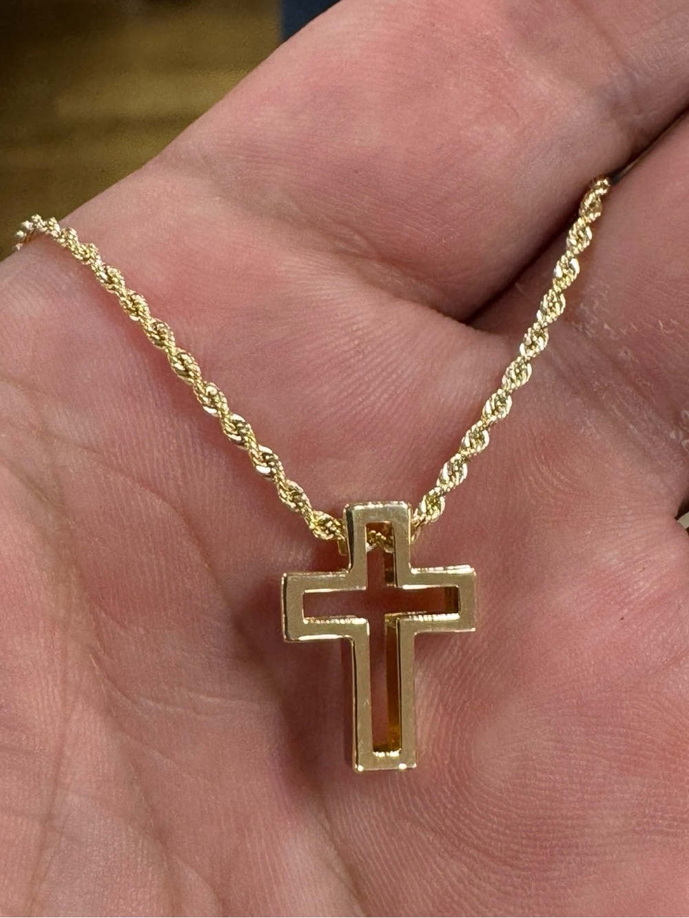 Authentic 14K Gold Cross Pendant Necklace